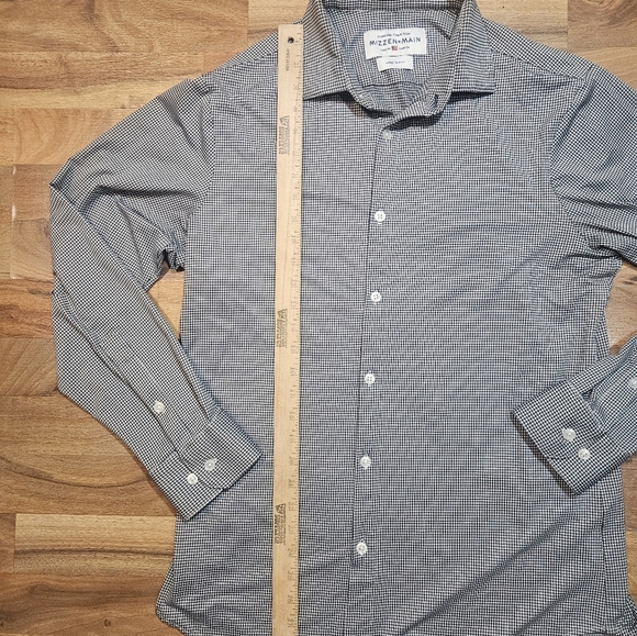 Mizzen+Main Spinnaker Trim Fit Shirt Large Black White Check Made in USA - Picture 2 of 7